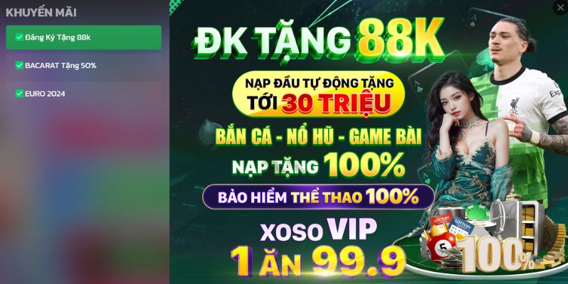 Ưu đãi đăng ký ONBET thành công nhận thưởng 88k 